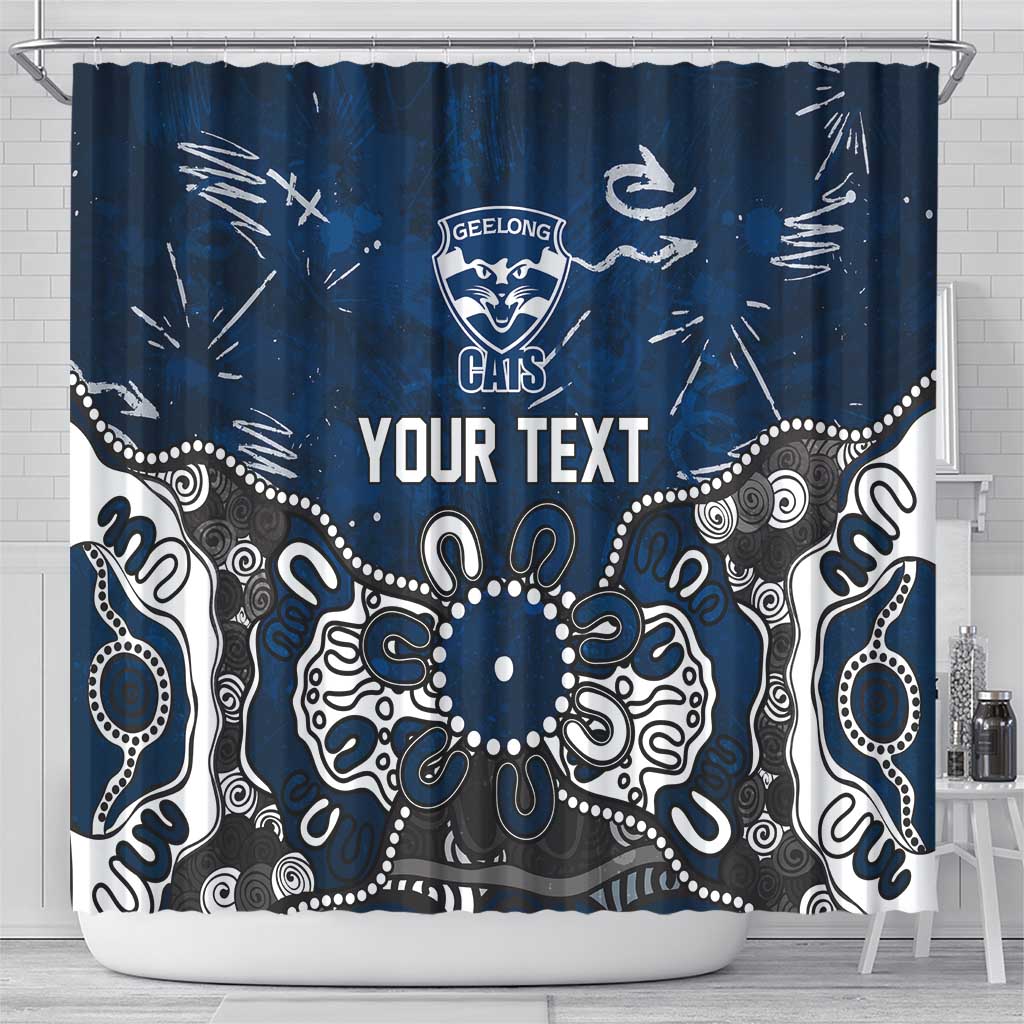 Personalized Geelong Cats Shower Curtain Aboriginal Dot Painting Graffiti Style
