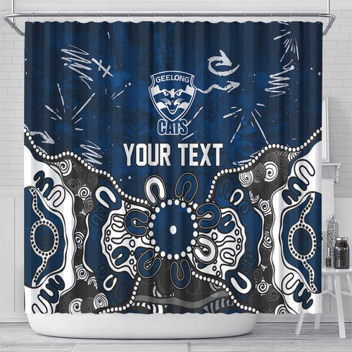 Personalized Geelong Cats Shower Curtain Aboriginal Dot Painting Graffiti Style