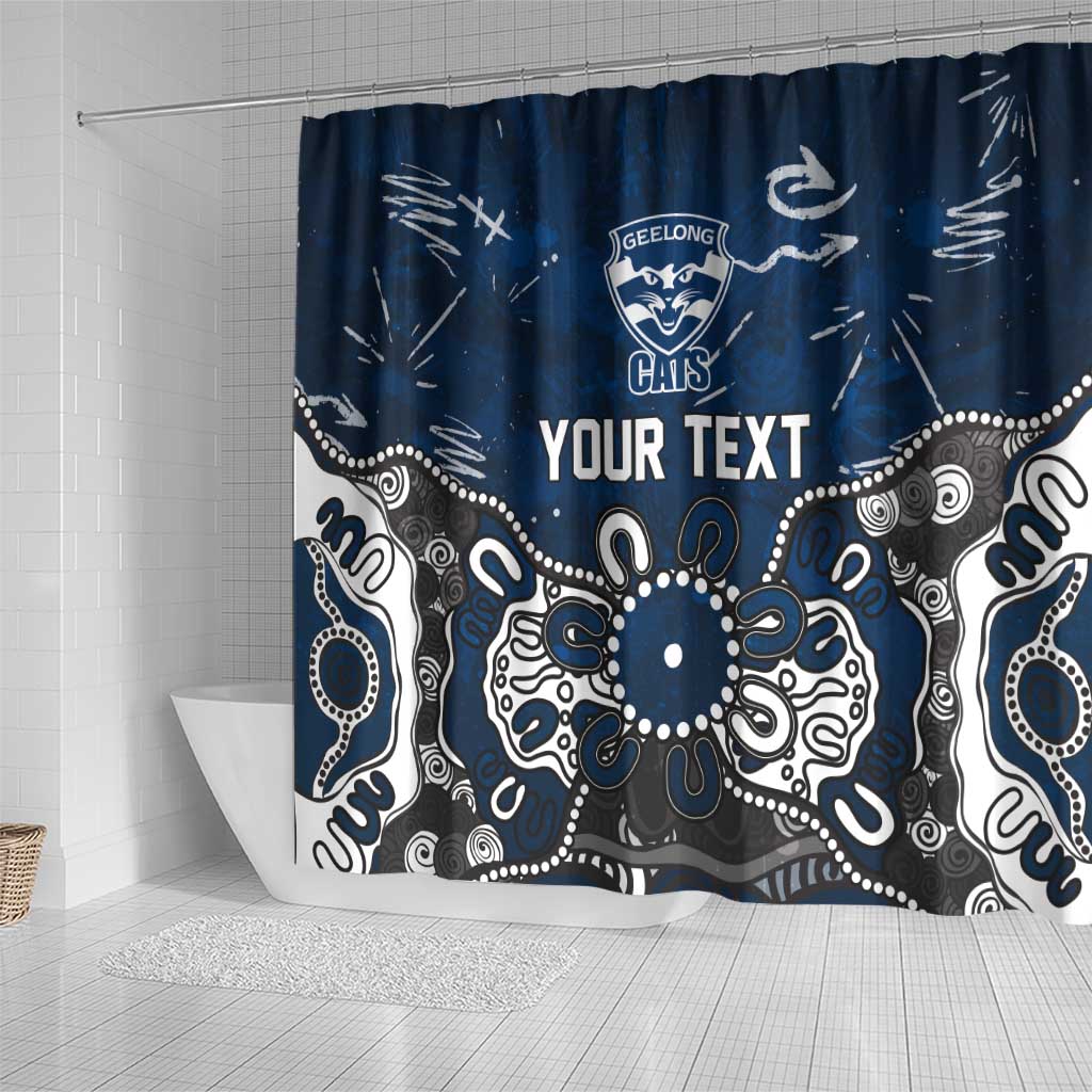 Personalized Geelong Cats Shower Curtain Aboriginal Dot Painting Graffiti Style