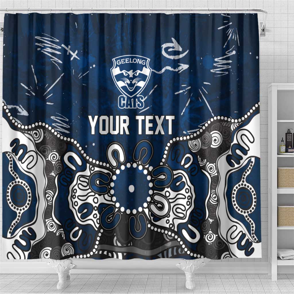 Personalized Geelong Cats Shower Curtain Aboriginal Dot Painting Graffiti Style