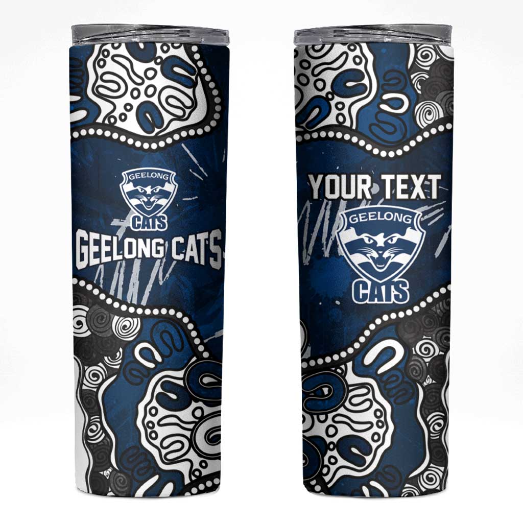 Personalized Geelong Cats Skinny Tumbler Aboriginal Dot Painting Graffiti Style