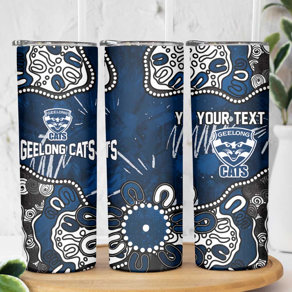 Personalized Geelong Cats Skinny Tumbler Aboriginal Dot Painting Graffiti Style