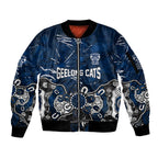 Personalized Geelong Cats Sleeve Zip Bomber Jacket Aboriginal Dot Painting Graffiti Style