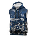 Personalized Geelong Cats Sleeveless Hoodie Aboriginal Dot Painting Graffiti Style