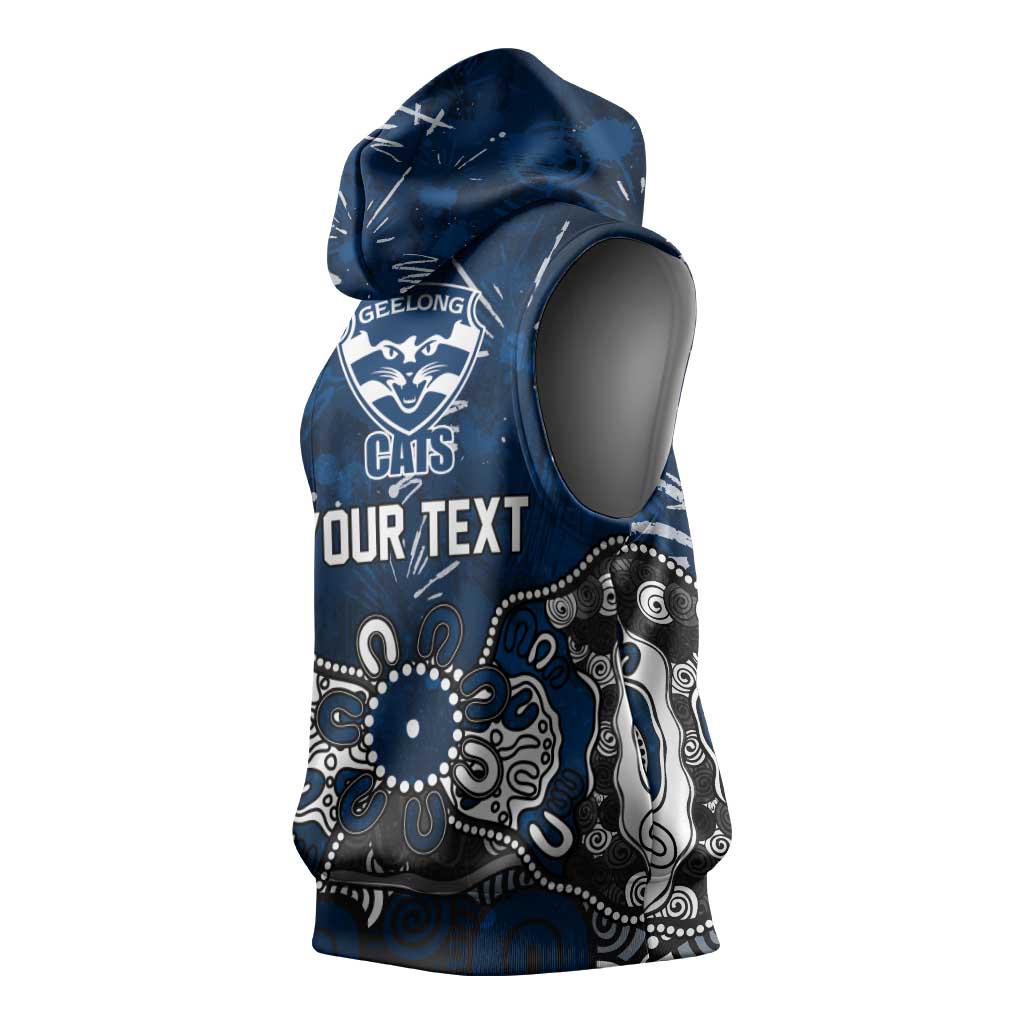 Personalized Geelong Cats Sleeveless Hoodie Aboriginal Dot Painting Graffiti Style