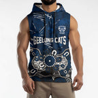 Personalized Geelong Cats Sleeveless Hoodie Aboriginal Dot Painting Graffiti Style