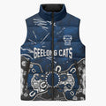 Personalized Geelong Cats Sleeveless Puffer Jacket Aboriginal Dot Painting Graffiti Style