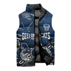 Personalized Geelong Cats Sleeveless Puffer Jacket Aboriginal Dot Painting Graffiti Style