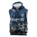Personalized Geelong Cats Sleeveless Zip Hoodie Aboriginal Dot Painting Graffiti Style