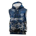 Personalized Geelong Cats Sleeveless Zip Hoodie Aboriginal Dot Painting Graffiti Style