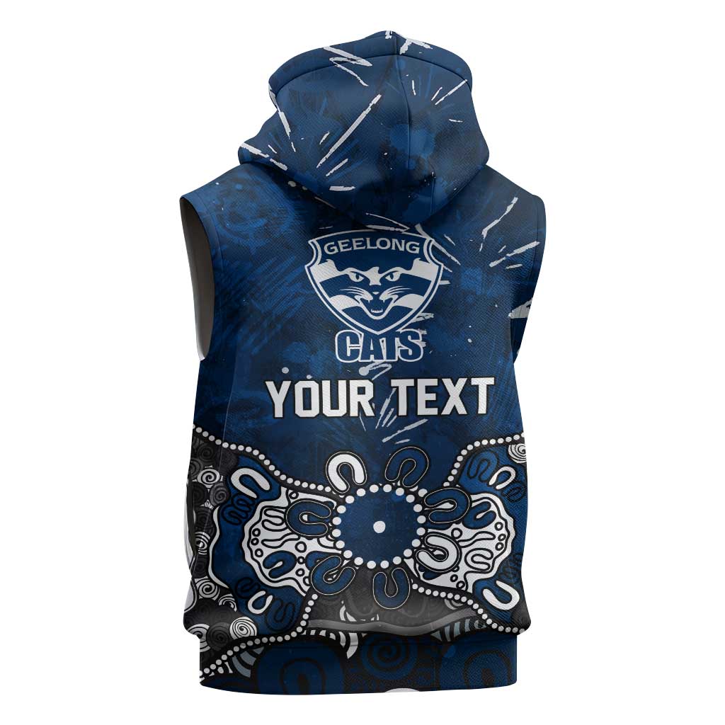 Personalized Geelong Cats Sleeveless Zip Hoodie Aboriginal Dot Painting Graffiti Style