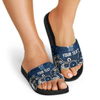 Personalized Geelong Cats Slide Sandals Aboriginal Dot Painting Graffiti Style
