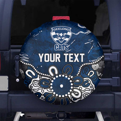Personalized Geelong Cats Spare Tire Cover Aboriginal Dot Painting Graffiti Style