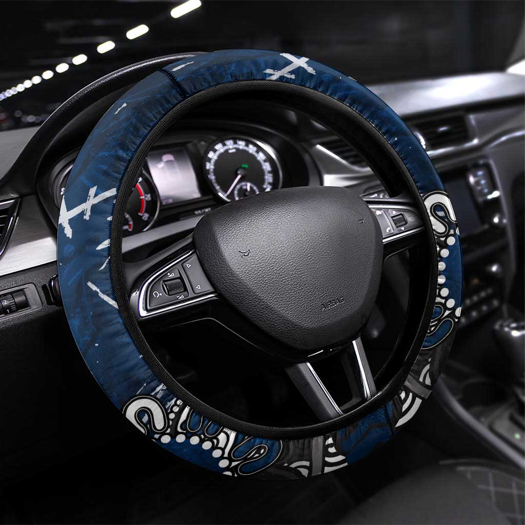 Geelong Cats Steering Wheel Cover Aboriginal Dot Painting Graffiti Style
