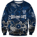 Personalized Geelong Cats Sweatshirt Aboriginal Dot Painting Graffiti Style