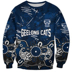 Personalized Geelong Cats Sweatshirt Aboriginal Dot Painting Graffiti Style