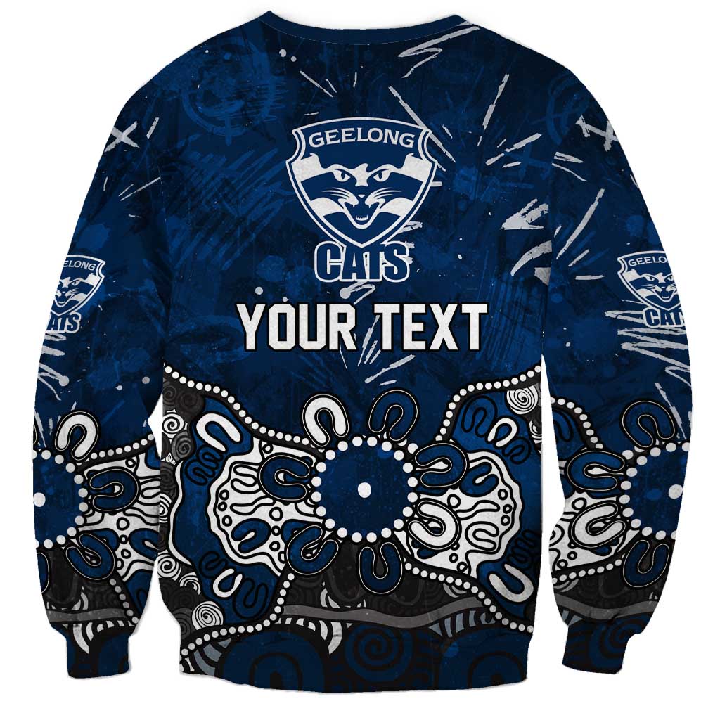 Personalized Geelong Cats Sweatshirt Aboriginal Dot Painting Graffiti Style