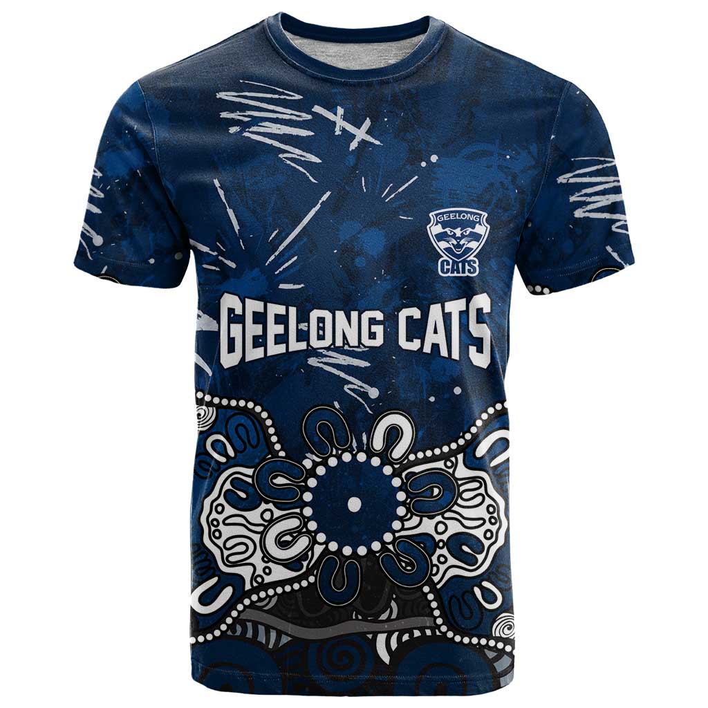 Personalized Geelong Cats T Shirt Aboriginal Dot Painting Graffiti Style