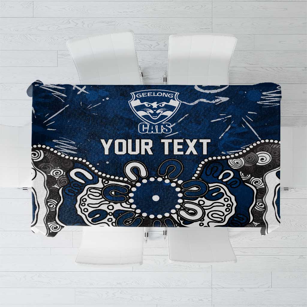 Personalized Geelong Cats Tablecloth Aboriginal Dot Painting Graffiti Style