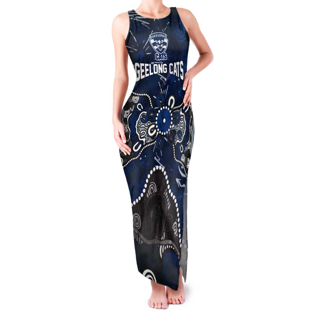 Personalized Geelong Cats Tank Maxi Dress Aboriginal Dot Painting Graffiti Style
