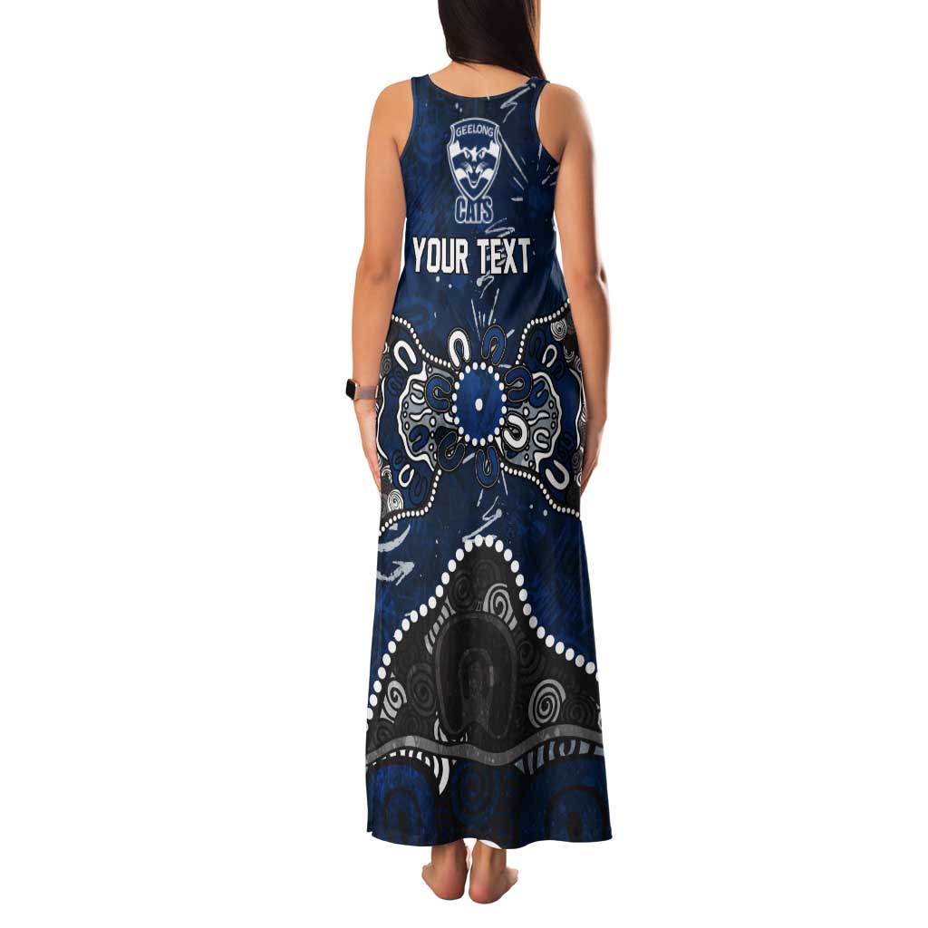 Personalized Geelong Cats Tank Maxi Dress Aboriginal Dot Painting Graffiti Style