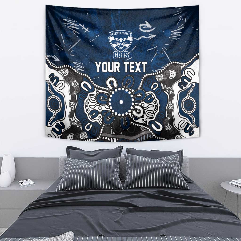 Personalized Geelong Cats Tapestry Aboriginal Dot Painting Graffiti Style