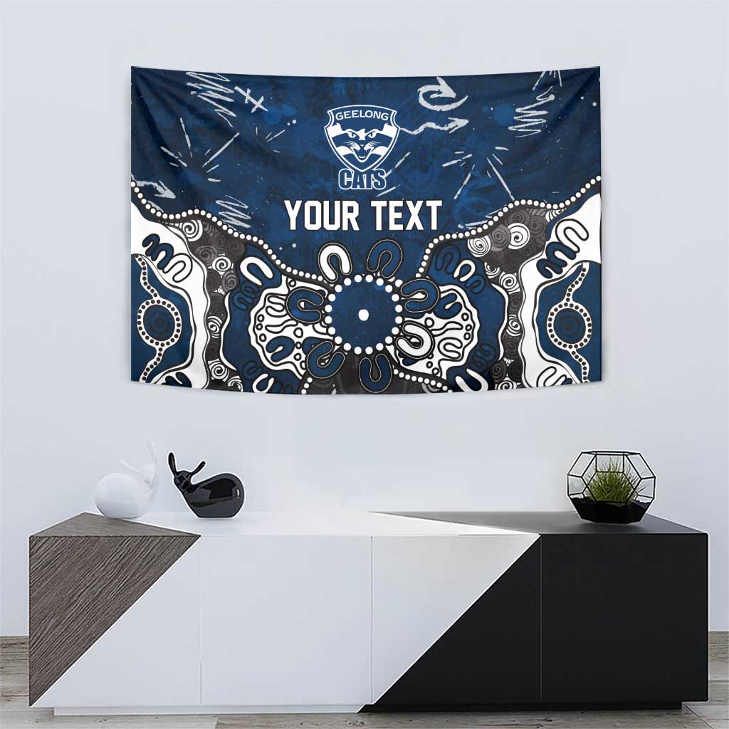 Personalized Geelong Cats Tapestry Aboriginal Dot Painting Graffiti Style