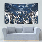 Personalized Geelong Cats Tapestry Aboriginal Dot Painting Graffiti Style