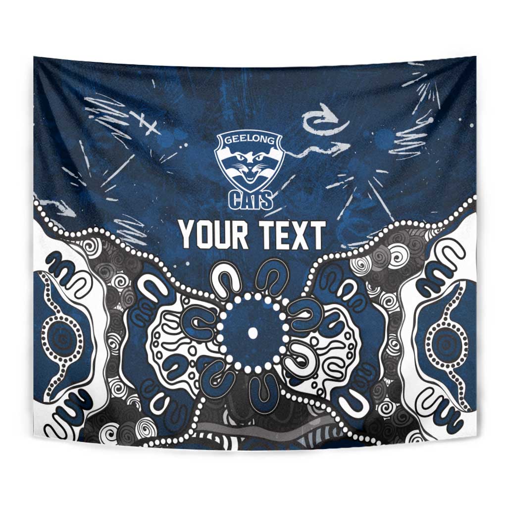 Personalized Geelong Cats Tapestry Aboriginal Dot Painting Graffiti Style