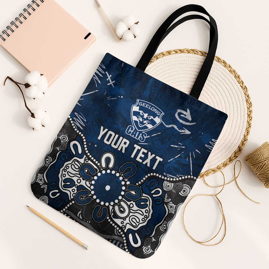 Personalized Geelong Cats Tote Bag Aboriginal Dot Painting Graffiti Style