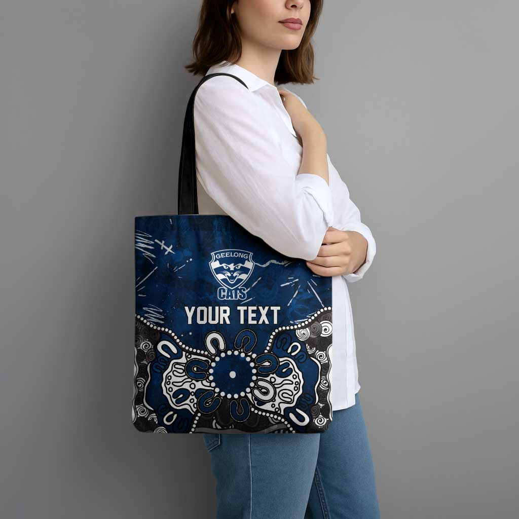 Personalized Geelong Cats Tote Bag Aboriginal Dot Painting Graffiti Style