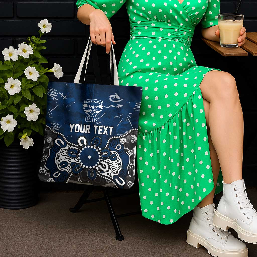 Personalized Geelong Cats Tote Bag Aboriginal Dot Painting Graffiti Style