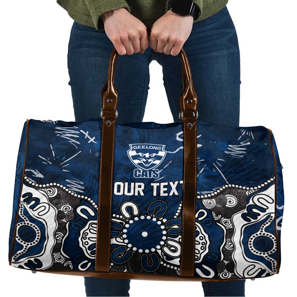 Personalized Geelong Cats Travel Bag Aboriginal Dot Painting Graffiti Style