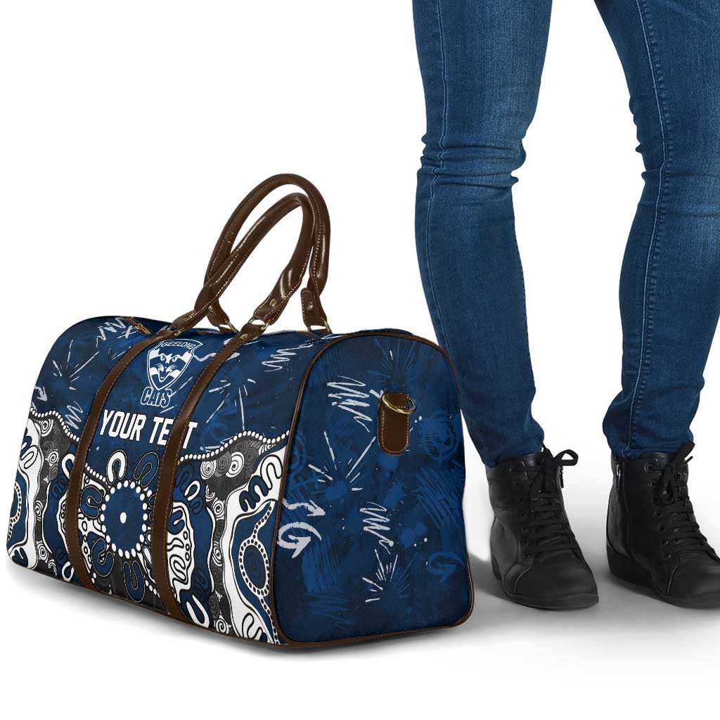Personalized Geelong Cats Travel Bag Aboriginal Dot Painting Graffiti Style