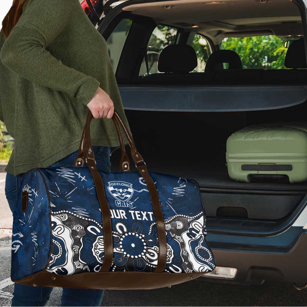 Personalized Geelong Cats Travel Bag Aboriginal Dot Painting Graffiti Style