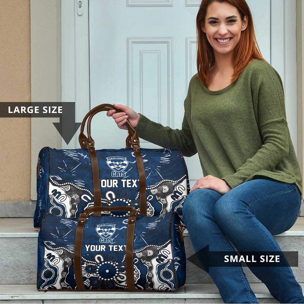 Personalized Geelong Cats Travel Bag Aboriginal Dot Painting Graffiti Style