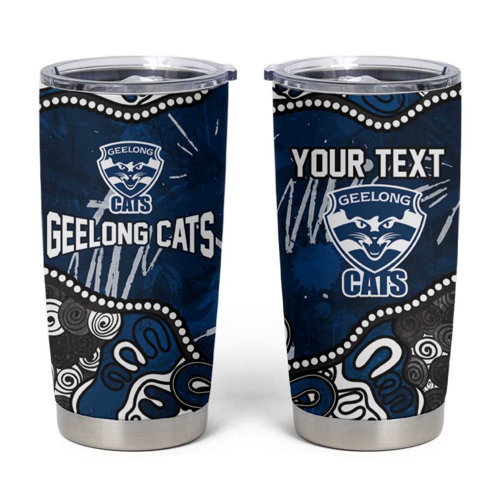 Personalized Geelong Cats Tumbler Cup Aboriginal Dot Painting Graffiti Style