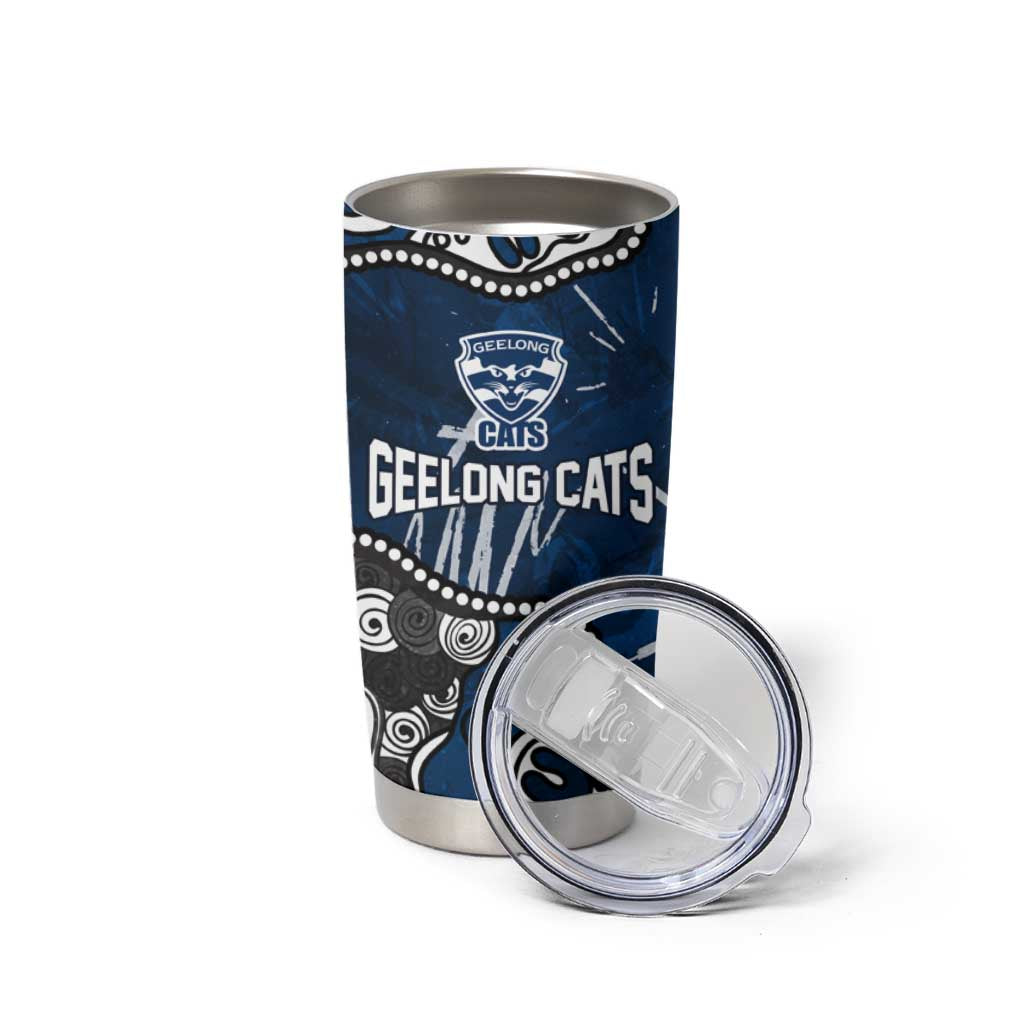 Personalized Geelong Cats Tumbler Cup Aboriginal Dot Painting Graffiti Style