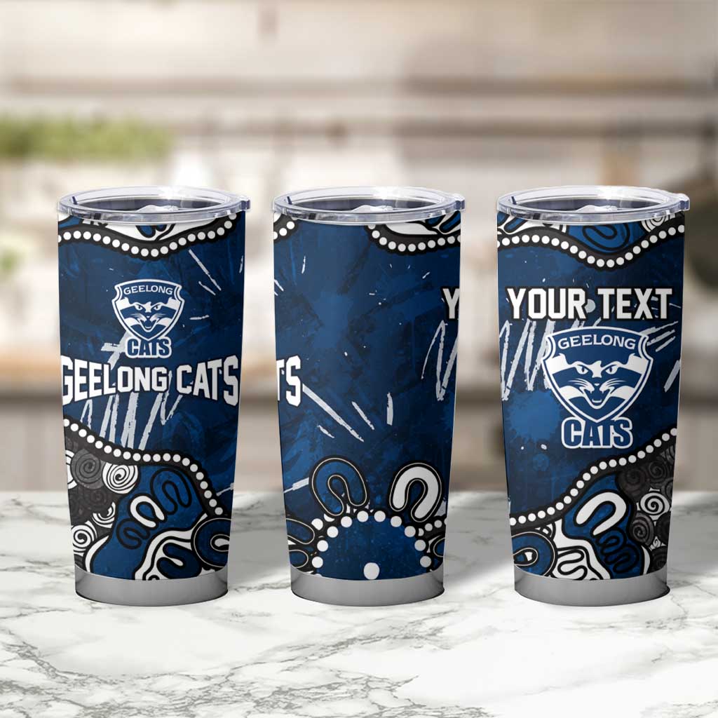 Personalized Geelong Cats Tumbler Cup Aboriginal Dot Painting Graffiti Style
