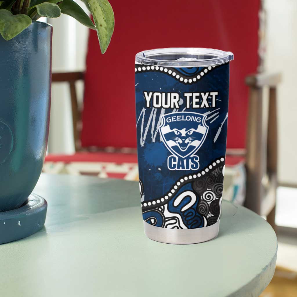 Personalized Geelong Cats Tumbler Cup Aboriginal Dot Painting Graffiti Style