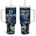 Personalized Geelong Cats Tumbler With Handle Aboriginal Dot Painting Graffiti Style
