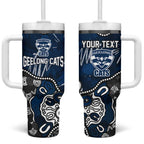 Personalized Geelong Cats Tumbler With Handle Aboriginal Dot Painting Graffiti Style
