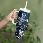 Personalized Geelong Cats Tumbler With Handle Aboriginal Dot Painting Graffiti Style