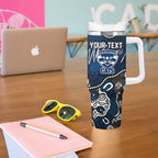Personalized Geelong Cats Tumbler With Handle Aboriginal Dot Painting Graffiti Style