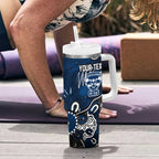 Personalized Geelong Cats Tumbler With Handle Aboriginal Dot Painting Graffiti Style