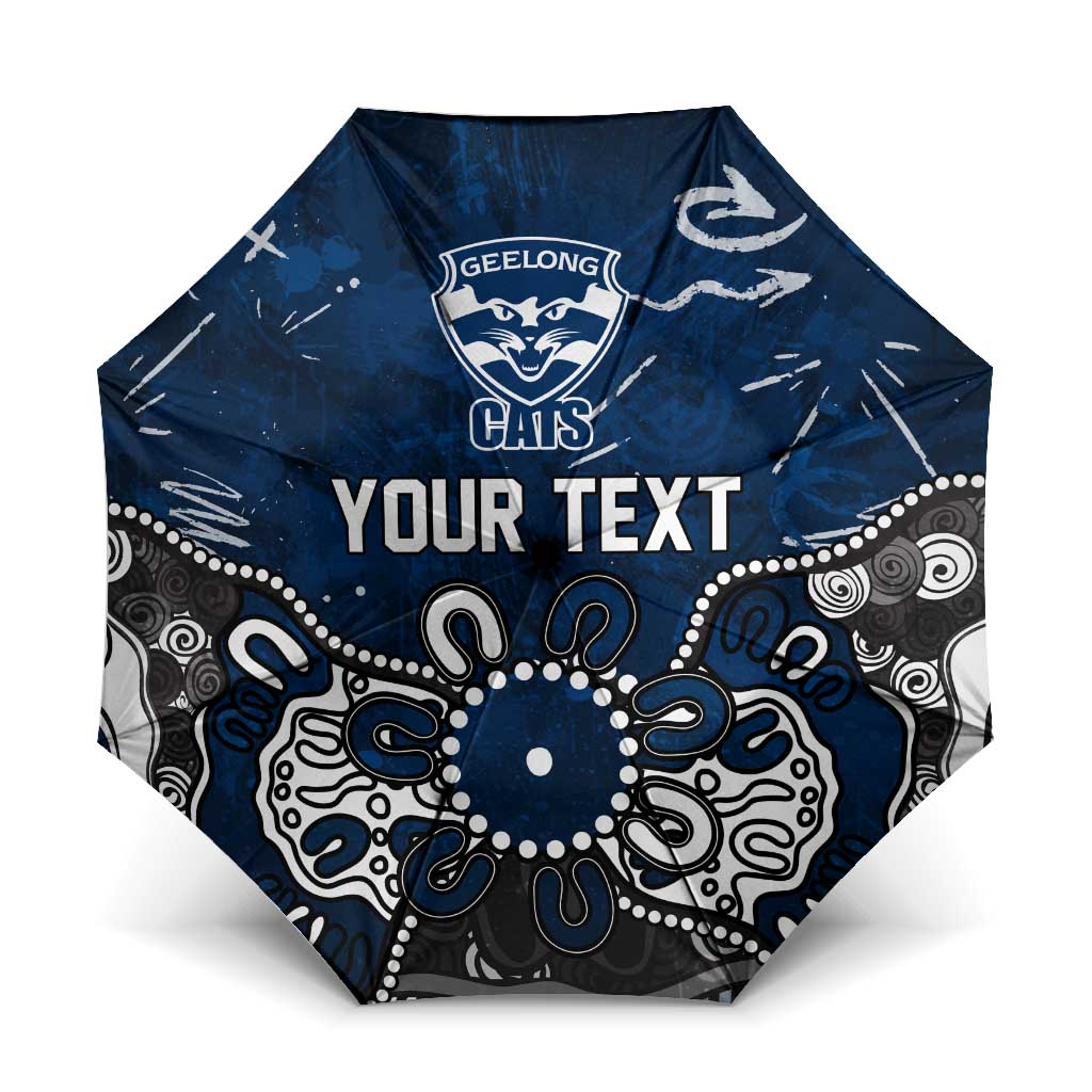 Personalized Geelong Cats Umbrella Aboriginal Dot Painting Graffiti Style