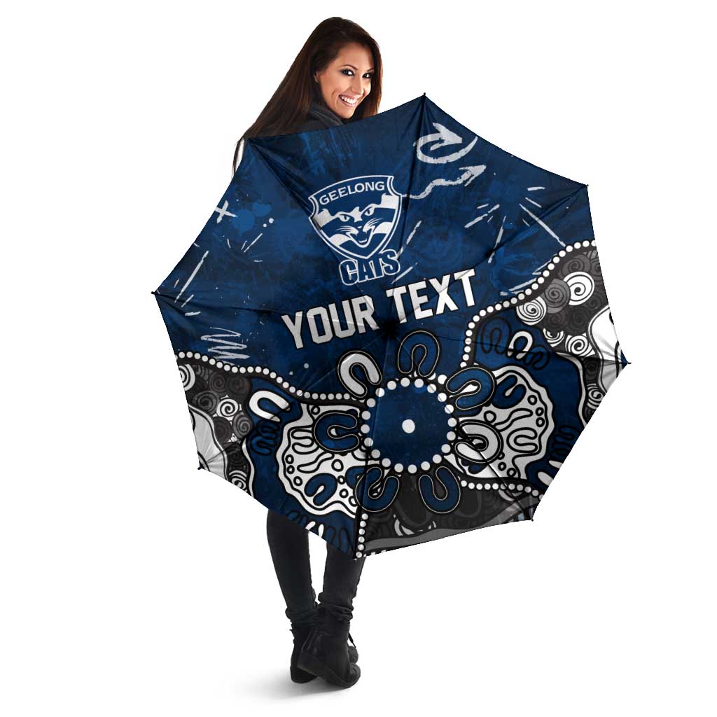 Personalized Geelong Cats Umbrella Aboriginal Dot Painting Graffiti Style
