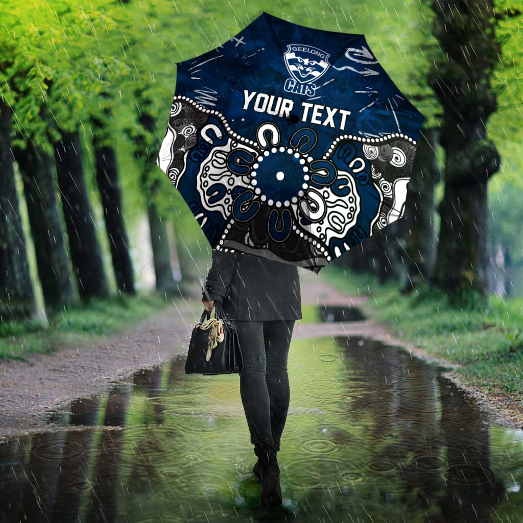 Personalized Geelong Cats Umbrella Aboriginal Dot Painting Graffiti Style