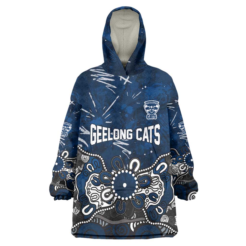 Personalized Geelong Cats Wearable Blanket Hoodie Aboriginal Dot Painting Graffiti Style