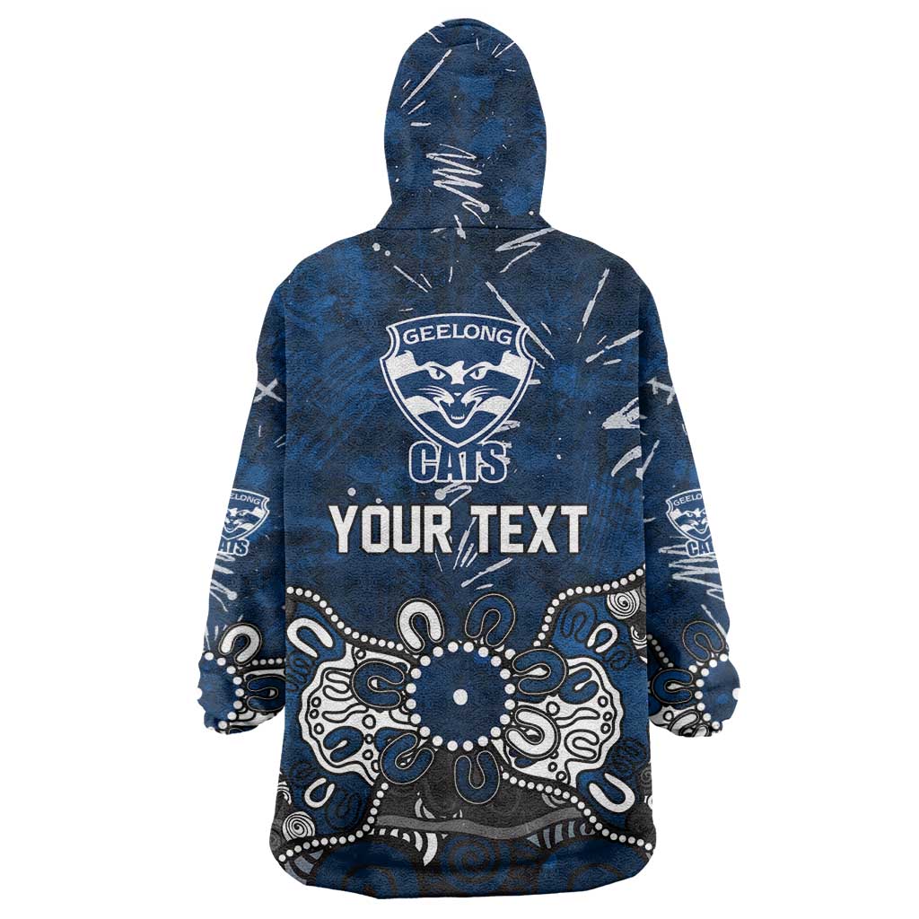 Personalized Geelong Cats Wearable Blanket Hoodie Aboriginal Dot Painting Graffiti Style